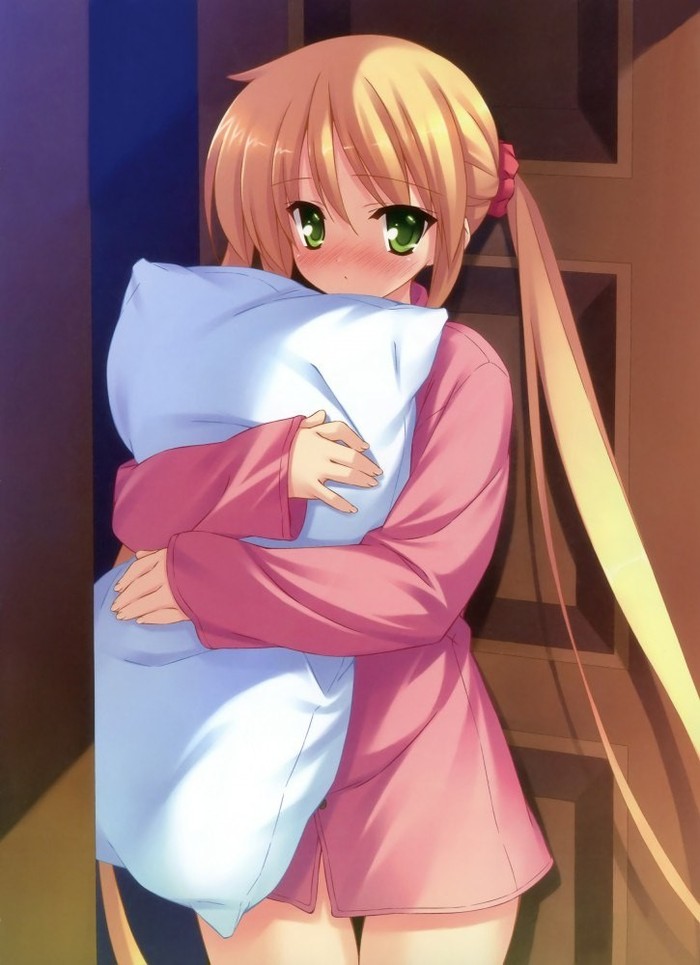 M-can I sleep with you, it's scary alone - Anime art, Embarrassment, 