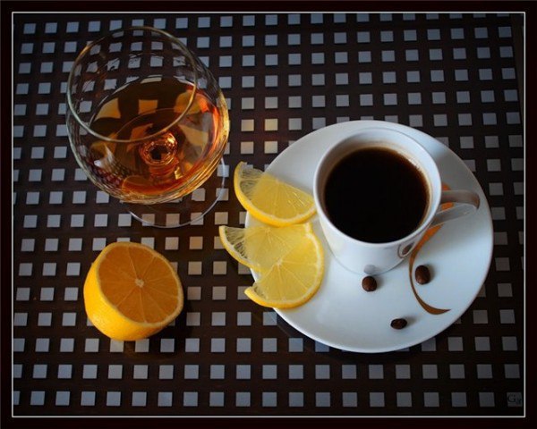 Coffee with zest and cognac. - Coffee, Citron, Cognac, Recipe