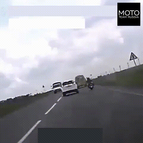 Lucky - Mototeamrussia, Moto, Motorcycles, Motorcyclist, Road accident, Crash, Extreme, Russia, GIF, Motorcyclists