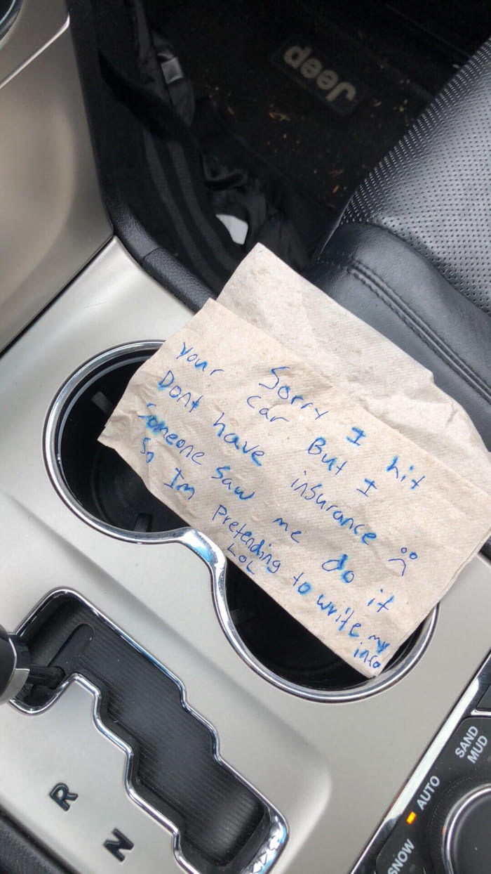 Found this on my car - 9GAG, Translation, Crash, Notes