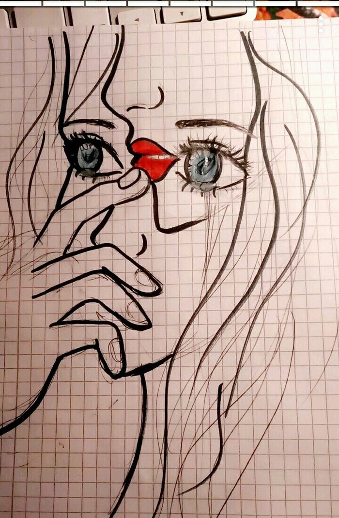 Please help find the original drawing! - Help me find, Drawing, Beautiful girl, two faces, , 