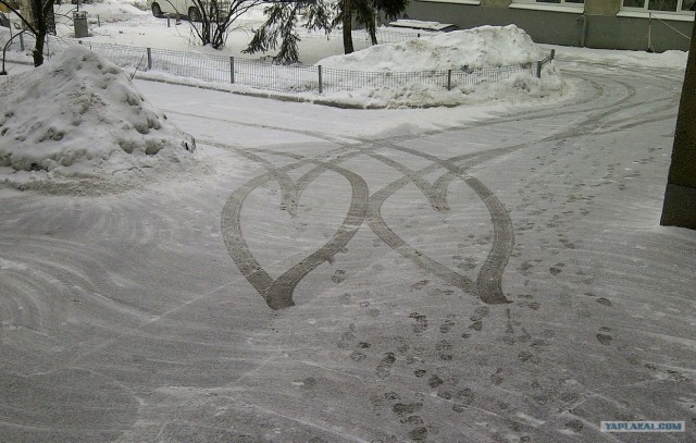 Love is ... - My, Heart, Snow, Footprints
