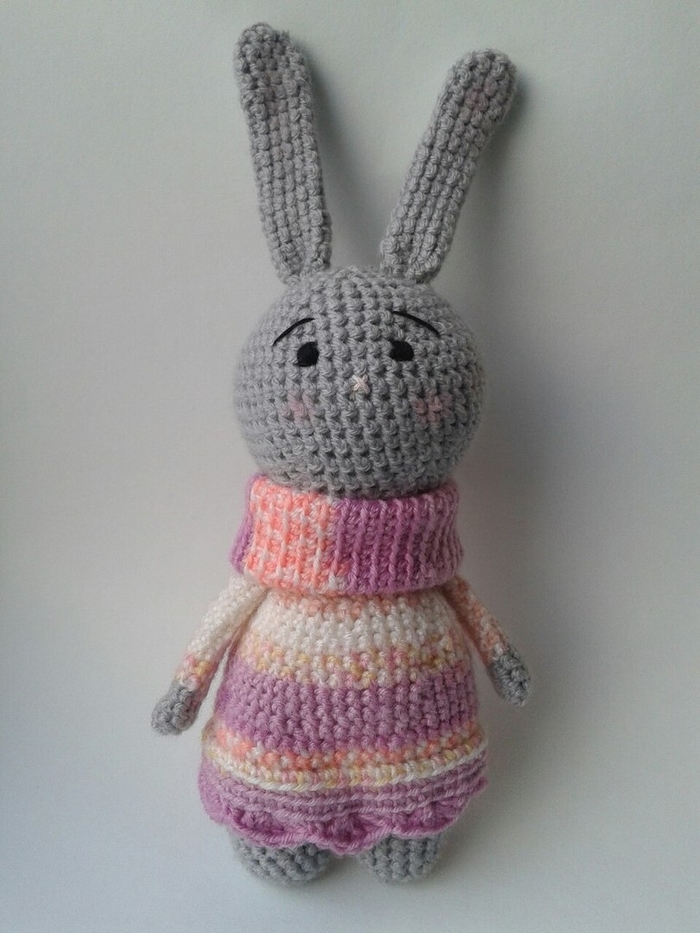 Hare Lerunya - My, Amigurumi, , Crochet, Knitting, Knitted toys, Milota, Presents, Longpost