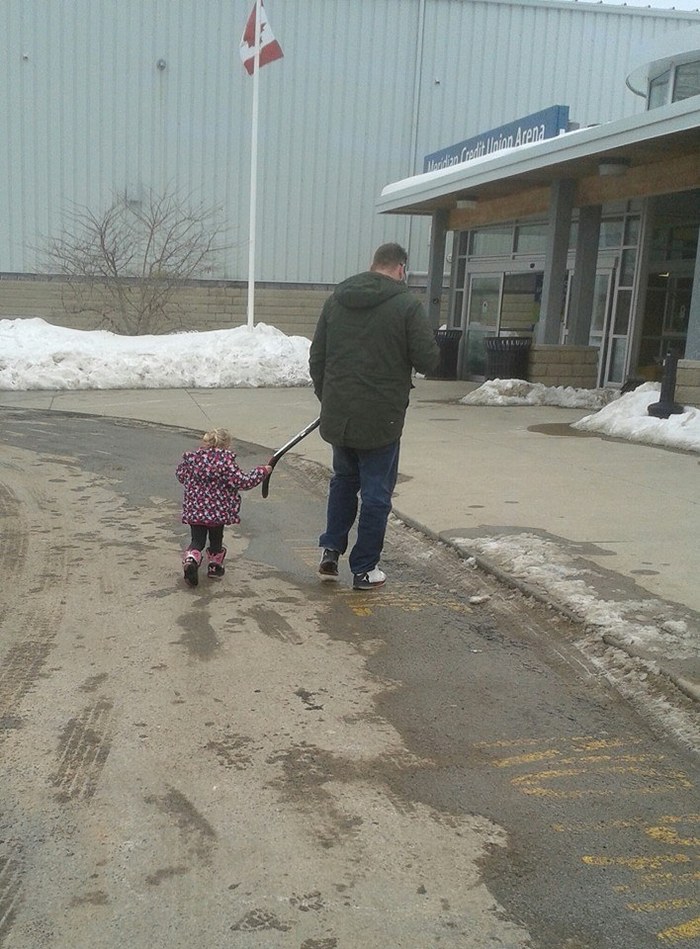 Somewhere in Canada - Canada, Hockey stick, Children, Father