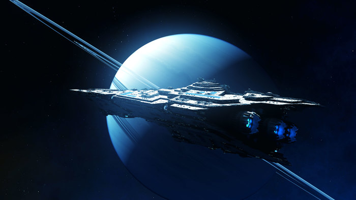 Blue. Art by GrahamTG. DeviantArt. - Deviantart, Art, Space, Planet, Spaceship, Future