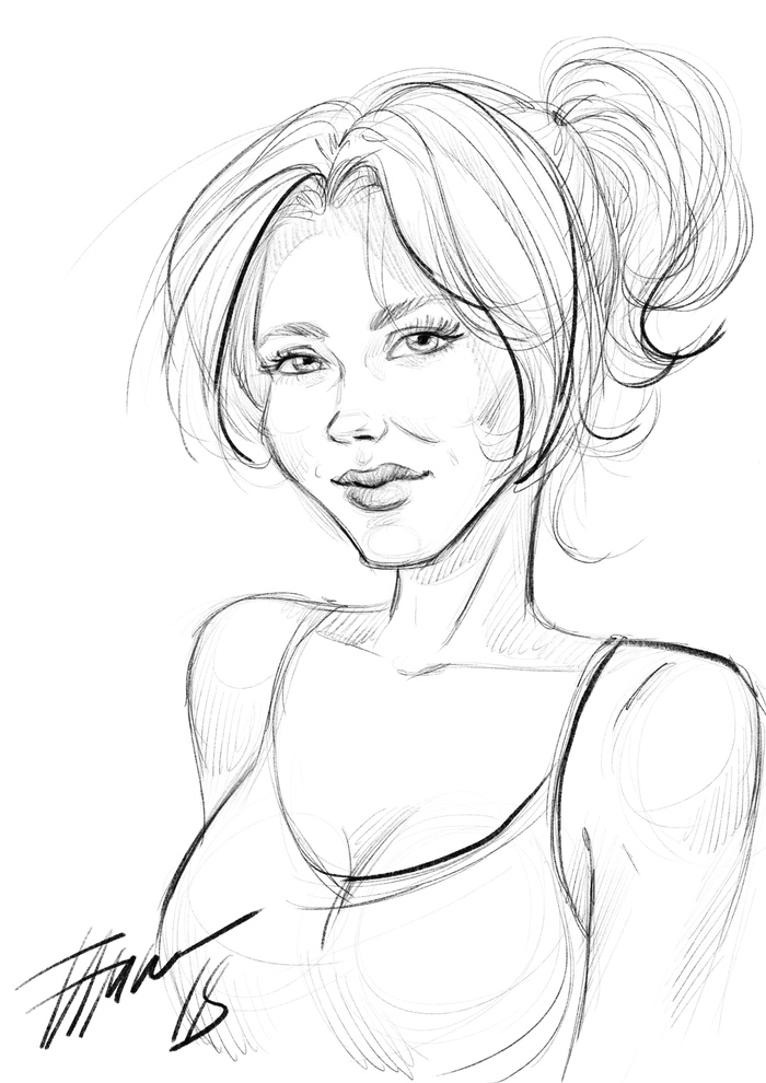 5 minute sketch - My, Sketch, Sketch, Beautiful girl, Drawing, Digital, Art, 