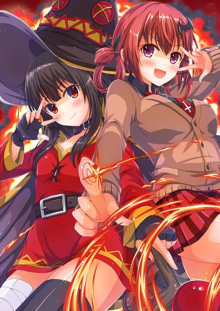 Anime Art - Anime art, Anime, Konosuba, Gabriel DropOut, Crossover, Megumin, Satanichia Kurumizava