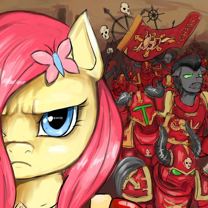  My Little Pony, Fluttershy, Chaos Space marines, Warhammer 40k, Ponyhammer, Mod-of-chaos
