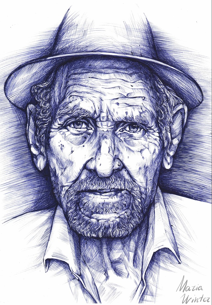 Hello! I draw a lot, mostly graphics. - My, Drawing, Portrait, Graphics, Old age, Pen drawing, Portrait by photo, Art, Painting