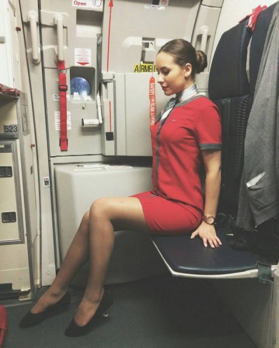 Beautiful flight attendants are not only in films - Stewardess, Beautiful girl, The photo, Selfie, From the network, Longpost