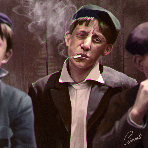 paperboys - My, Smoking, Cigarettes, Drawing, Digital drawing, Portrait