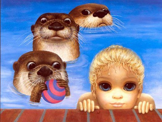 LIGHT SAD PAINTING MARGARET KEANE / MARGARET KEANE - Art, Modern Art, Margaret Keane, Longpost