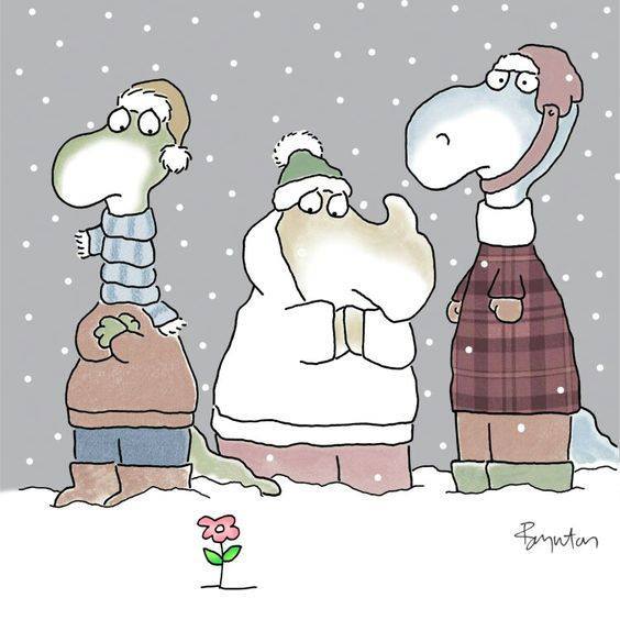 Happy spring everyone :) - Spring, Snow, Caricature, Cold, Flowers