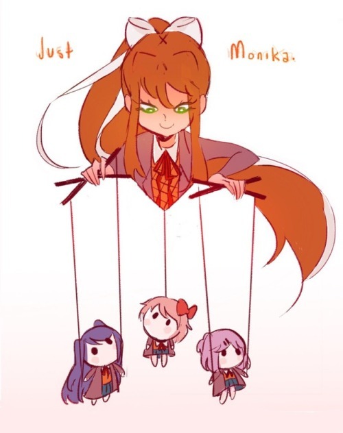 Monika - Doki Doki Literature Club, Визуальная новелла, Monika, Sayori, Natsuki, Yuri, Аниме, Не аниме