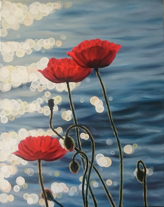 Fire Poppies (oil/canvas 40x50) - My, Painting, Oil painting, Painting, 