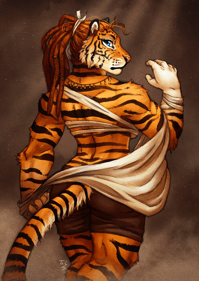 striped power - Tasanko, Furry, Art, Tiger