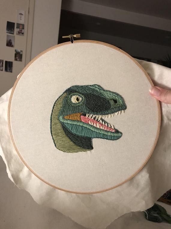 Needlewoman - Needlemen, Raptor, Embroidery, Jurassic Park, The photo, Dinosaurs