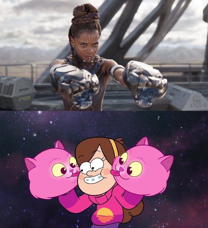 Got to Black Panther. - My, Gravity falls, Marvel, Black Panther, Mabel, My, Mabel pines