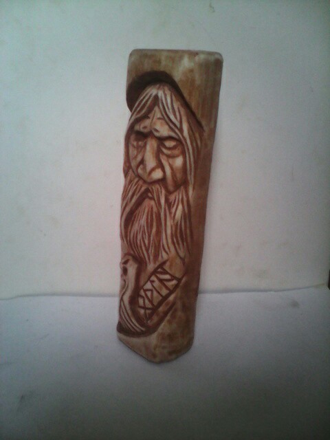 Scandinavian god ONE made of wood (aspen), 13cm. - My, Wood carving, Idols, Idol, Bags, Scandinavian mythology, One, Thread