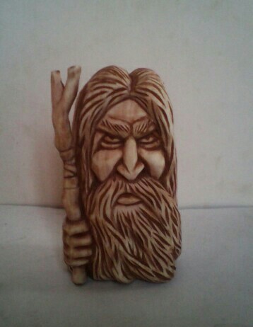 Slavic god VELES made of wood (aspen), height 9cm. - My, Wood carving, Thread, Bags, Idol, Slavic gods, Slavic mythology, Veles, Longpost