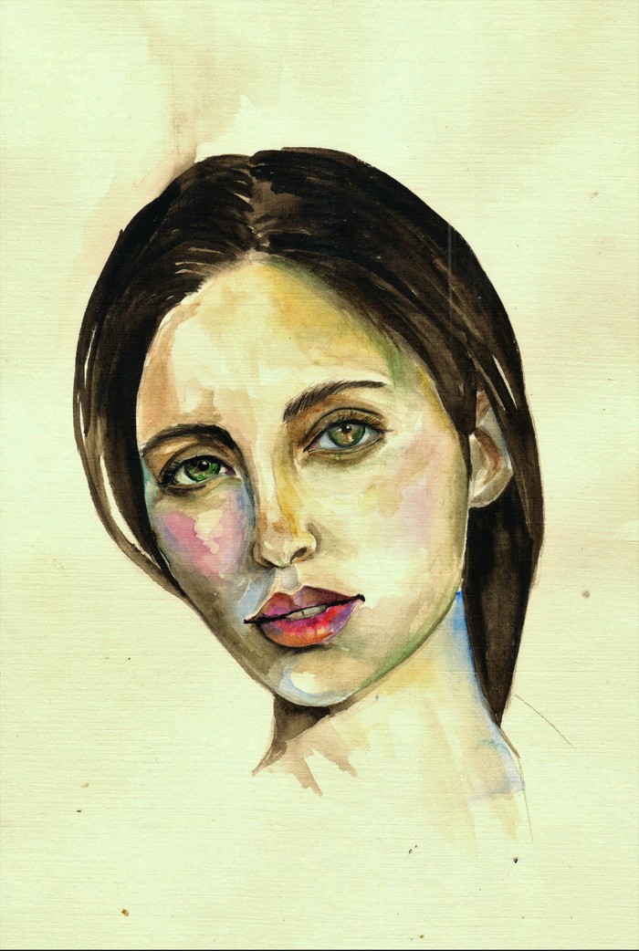 Portraits of strangers - My, Watercolor, Flax, Stranger, Midnight, Longpost