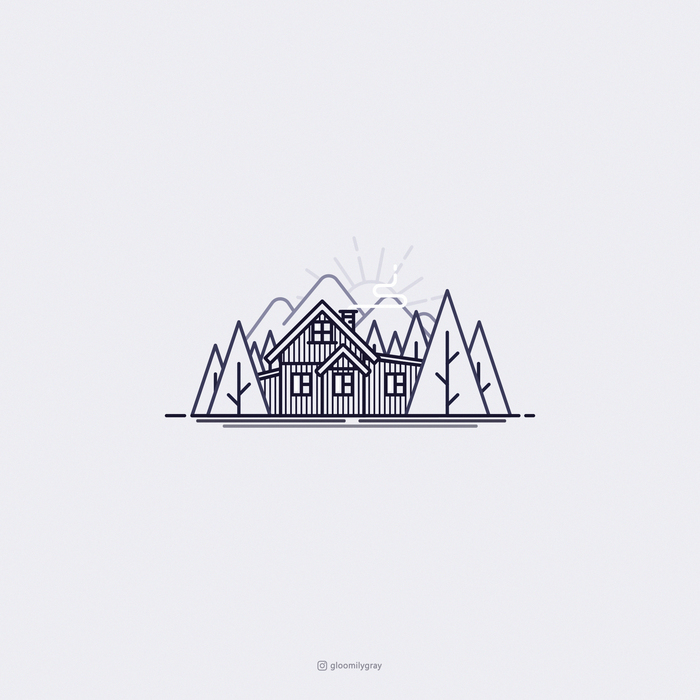 House in the woods - My, Art, Vector, Vector graphics, Minimalism, House, Forest, Nature, Loneliness, Longpost