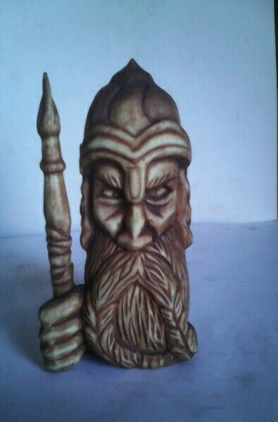 Slavic god PERUN, carved from aspen, height 9cm. - My, Slavic mythology, Wood carving, Slavic gods, Thread, Perun, Idol, Bags, Longpost