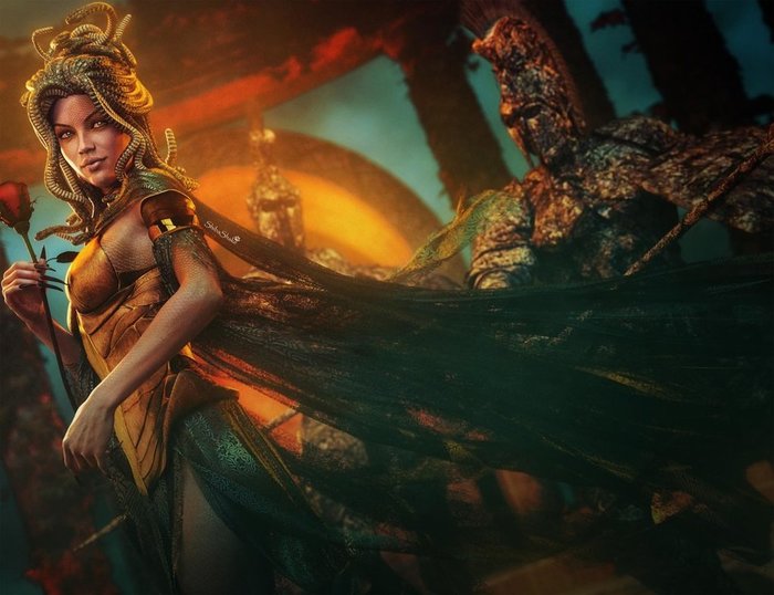 Lady Medusa - Deviantart, Art, 3D graphics, Fantasy, Girls