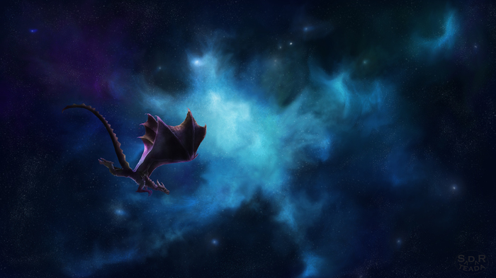 Self promotion post - My, Art, Background, The Dragon, Desktop wallpaper, Advertising, Space