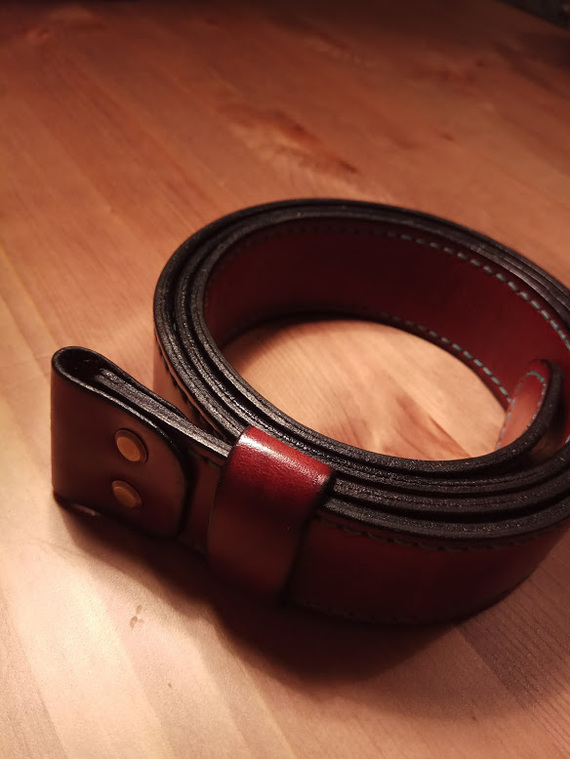 Genuine leather belt. - My, Belt, Leather, With your own hands, Handmade, Leather craft, Longpost