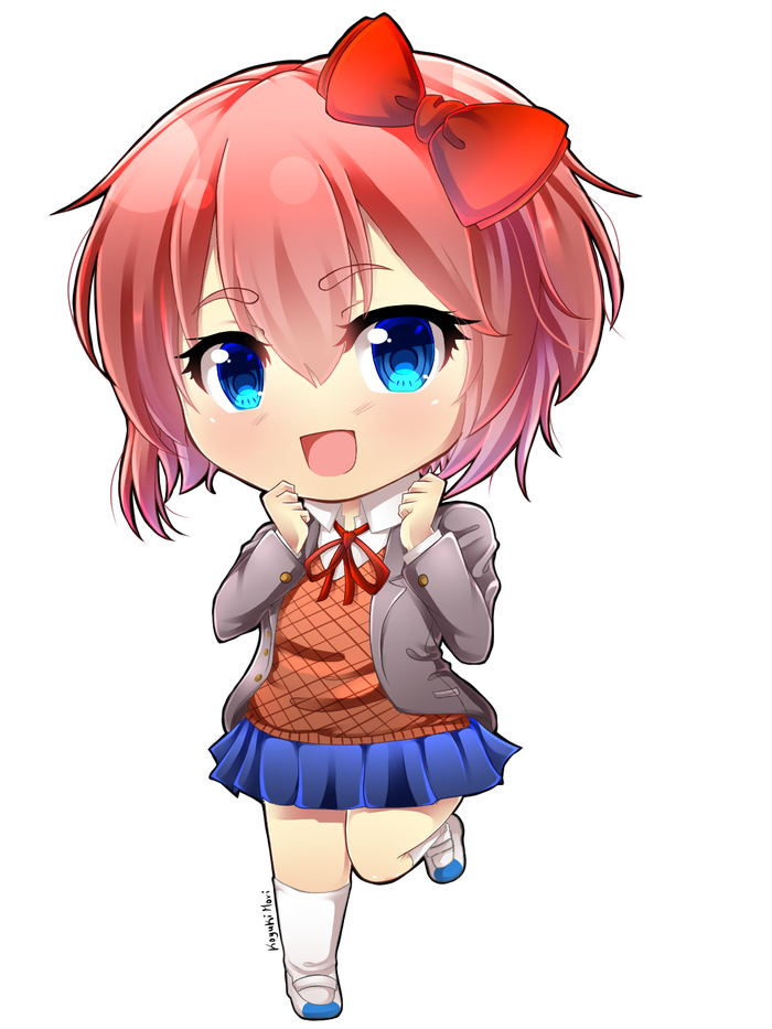 Chibi Doki - Doki Doki Literature Club, Визуальная новелла, Sayori, Natsuki, Yuri DDLC, Monika, Chibi, Аниме, Длиннопост, Чиби