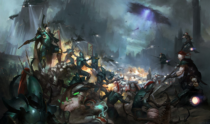 Dark Eldars vs White Scars Warhammer 40k, Wh Art, Dark Eldar, White Scars