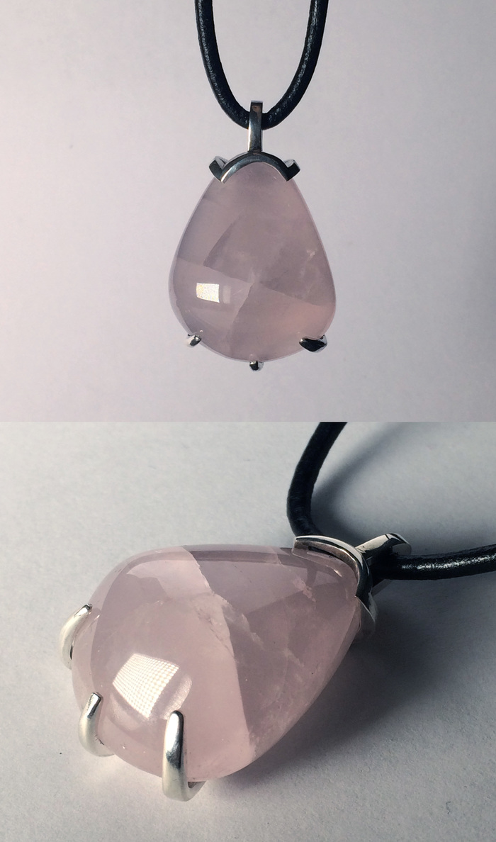 Rose Quartz Pendant - My, Silver, Suspension, Jeweler, The photo, Needlework
