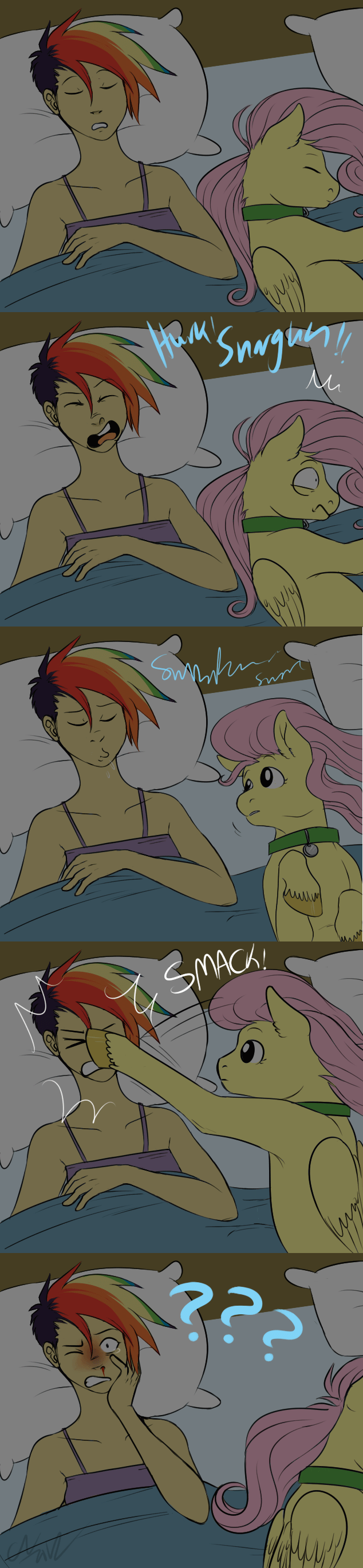 Don't snore - My little pony, Rainbow dash, Futashy, Humanization, Original character, Longpost