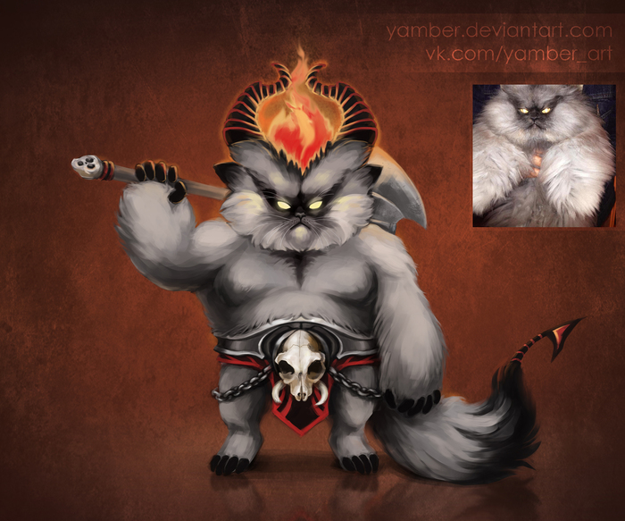 Catodemon - My, cat, Drawing, Painting, Creation, Digital drawing, Concept Art, Demon, Animals