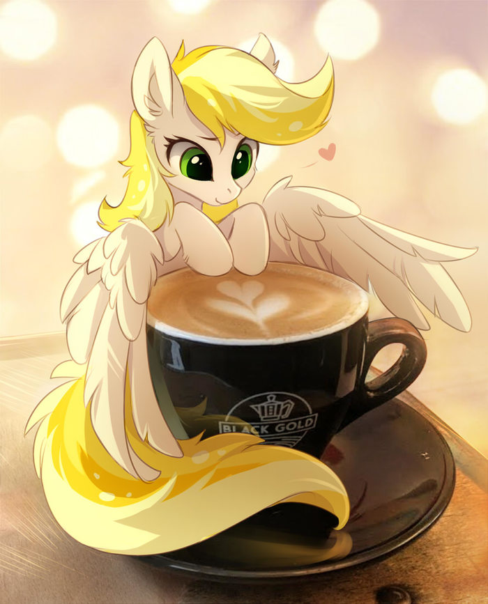 Dandelion Blossom and coffee My Little Pony, Original Character, Ponyart, Tomatocoup, 