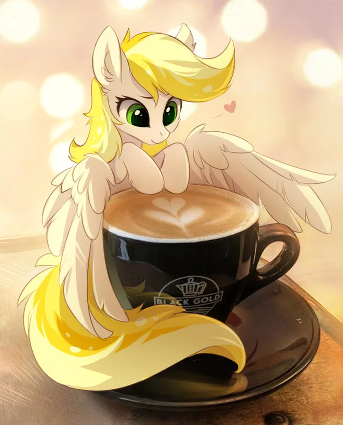 Dandelion Blossom and coffee - My little pony, Original character, PonyArt, Tomatocoup, Art