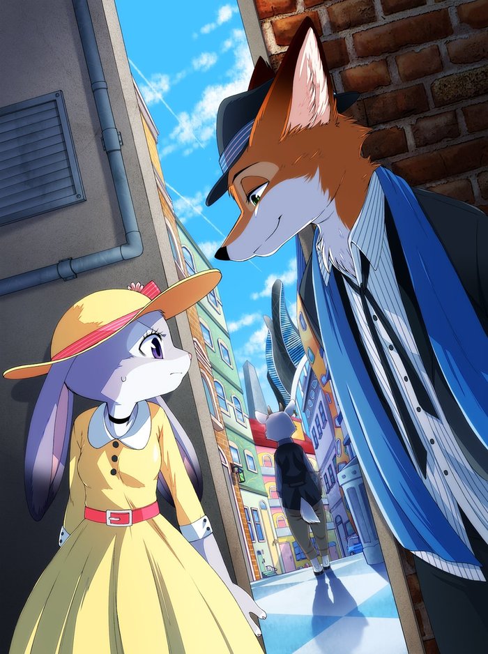 In the town - Dogear218, Art, Zootopia, Town, Nick and Judy