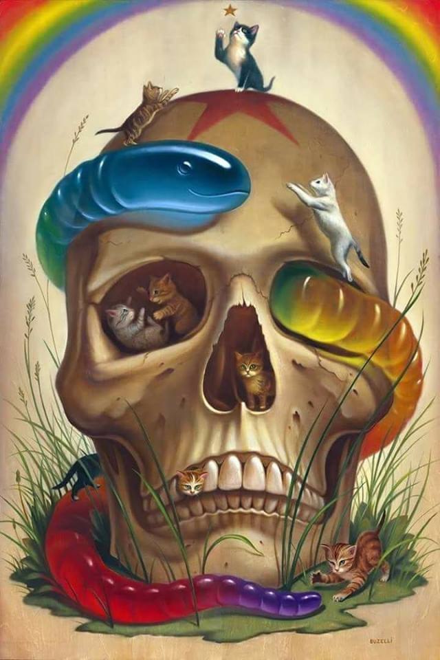 Череп, котята, мармелад.