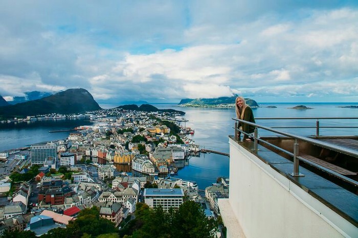 Norway, Alesund. - Norway, View from above, Town, Longpost, 