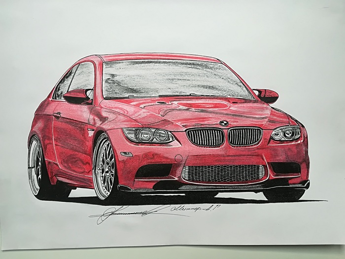 BMW e92 - My, Auto, Pencil drawing