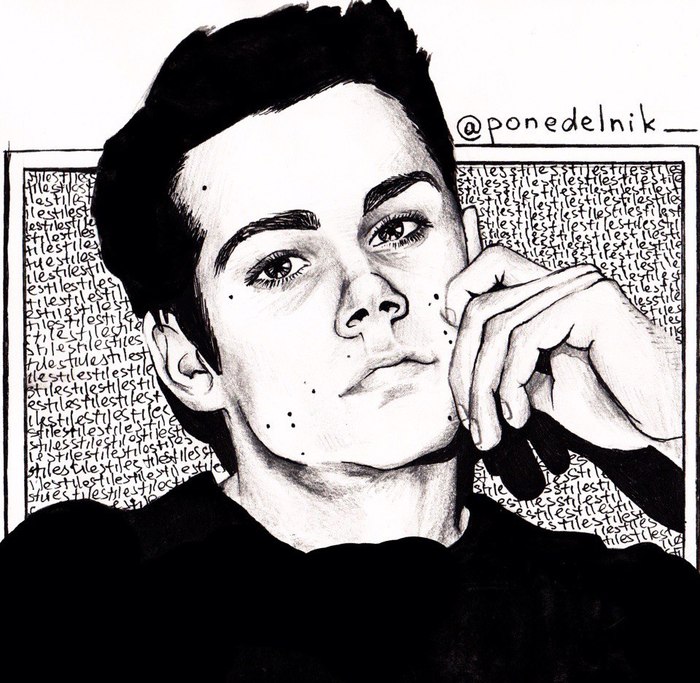 ugly moles - My, Portrait, Graphics, Stiles, Drawing, Pencil, Actors and actresses, Dylan O'Brien