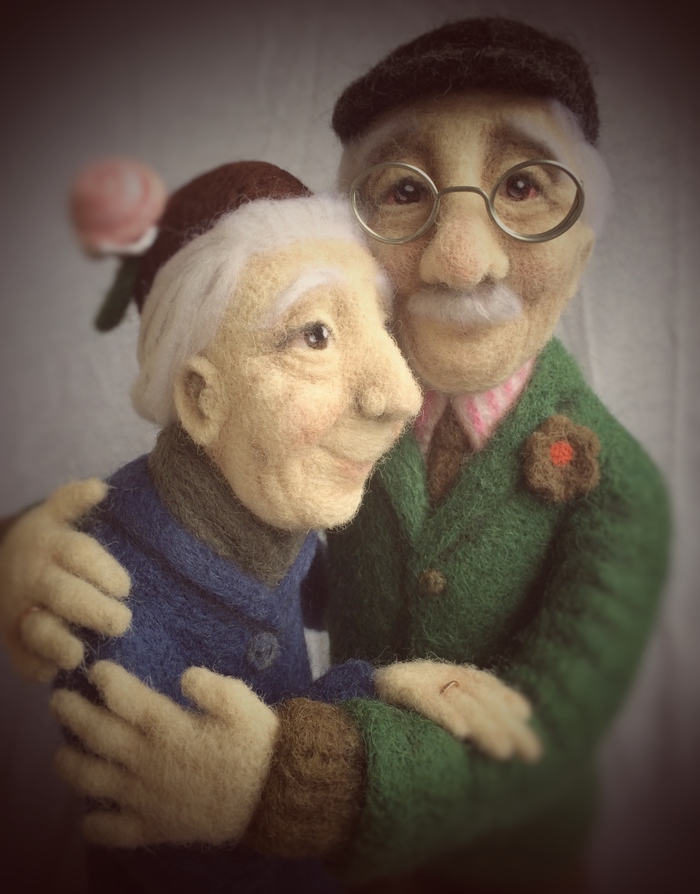 Dear old people... - Copyright, Dry felting, Needlework without process, Old men, My, Love, Family, Longpost, Interior toy