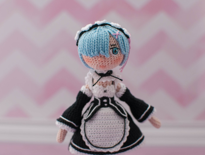 Rem, anime re:zero - Characters (edit), Doll, Handmade, Rem, Re: Zero Kara, Anime, My, Rem (Re: Zero Kara), Longpost, With your own hands, Handmade