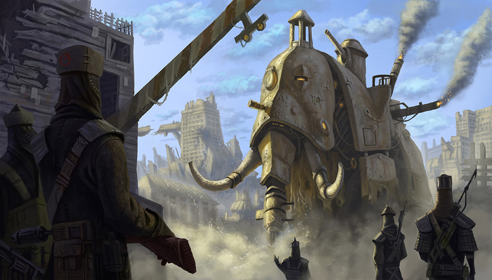 War Mammoth - Art, Drawing, Mammoth, Steampunk, 