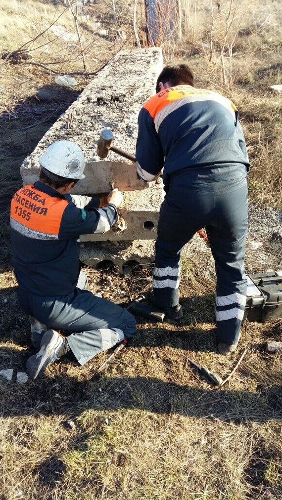 Вытащив из отверстия в бетонной плите, карагандинская служба спасения спасла жизнь кошке. - Казахстан, Караганда, Спасение животных, Помощь, Служба спасения животных, Уважение, Длиннопост, Кот