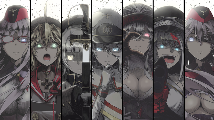 Mirror war - Аниме, Anime Art, Azur Lane, Admiral Hipper, Deutschland, Gneisenau, Graf Zeppelin, Scharnhorst, Rammstein Deutschland