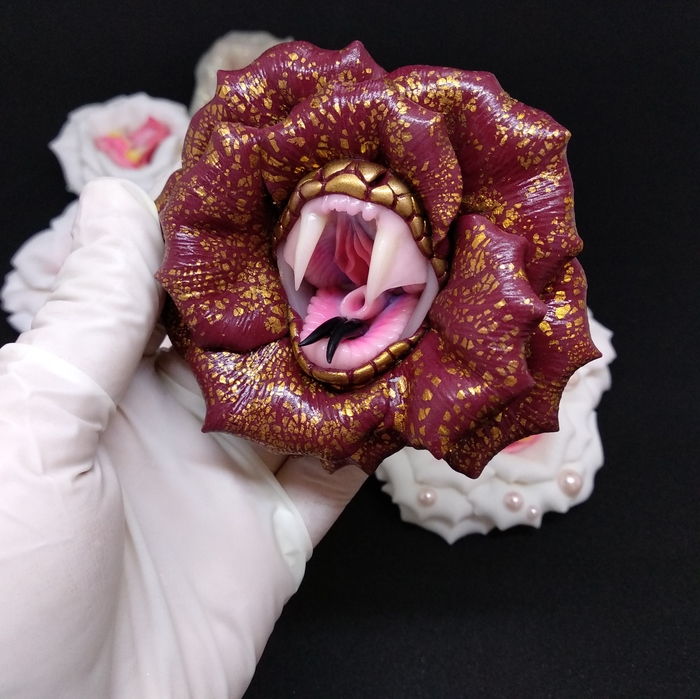 flower snakes - My, Snake, Polymer clay, Reptiles, Needlework without process, Madame bloomfang, Longpost