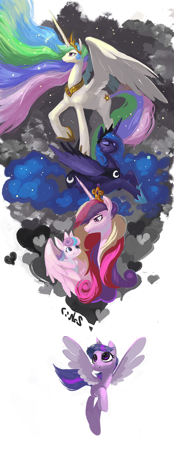  My Little Pony, Princess Luna, Princess Celestia, Princess Cadance, Flurry Heart, Twilight Sparkle, 