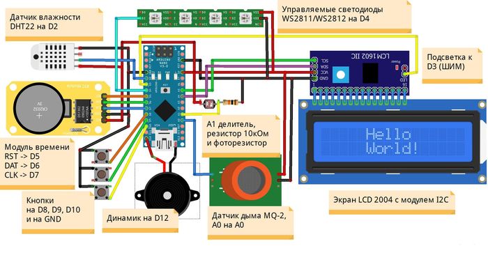 MAKE YOUR DESK CLOCK WITH A SMOKE DETECTOR - My, With your own hands, Do it yourself, How to make, Homemade, Clock, Arduino, Smoke detector, Video, Longpost